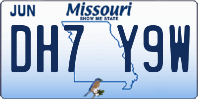 MO license plate DH7Y9W