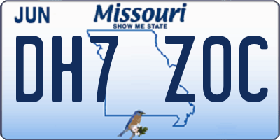 MO license plate DH7Z0C