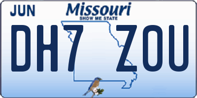 MO license plate DH7Z0U