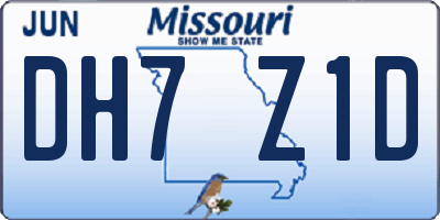 MO license plate DH7Z1D