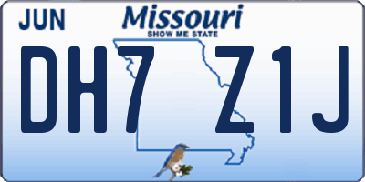 MO license plate DH7Z1J