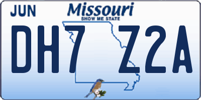 MO license plate DH7Z2A