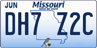 MO license plate DH7Z2C