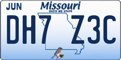 MO license plate DH7Z3C