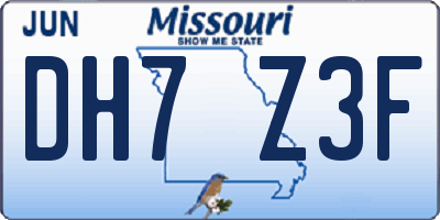MO license plate DH7Z3F
