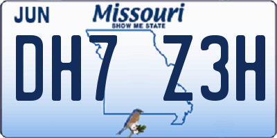MO license plate DH7Z3H