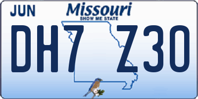 MO license plate DH7Z3O