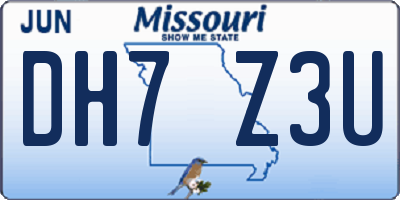 MO license plate DH7Z3U