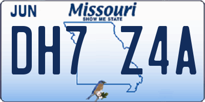 MO license plate DH7Z4A