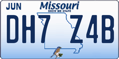 MO license plate DH7Z4B