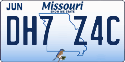 MO license plate DH7Z4C