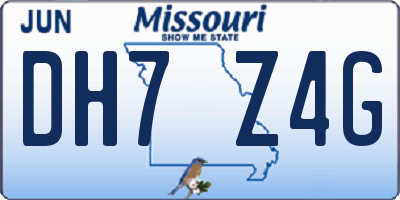 MO license plate DH7Z4G
