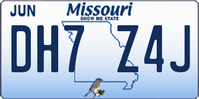 MO license plate DH7Z4J