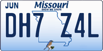 MO license plate DH7Z4L