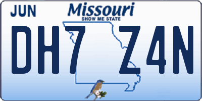 MO license plate DH7Z4N