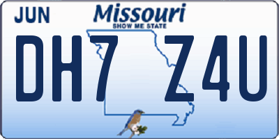 MO license plate DH7Z4U