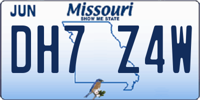 MO license plate DH7Z4W