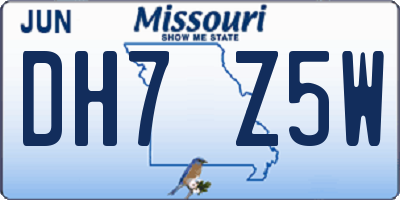 MO license plate DH7Z5W