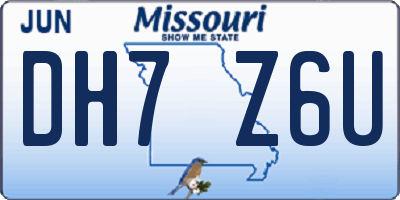 MO license plate DH7Z6U