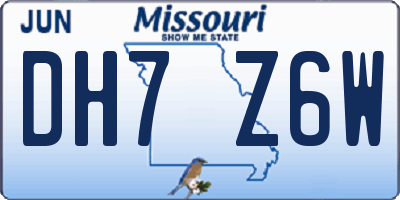 MO license plate DH7Z6W