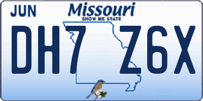 MO license plate DH7Z6X