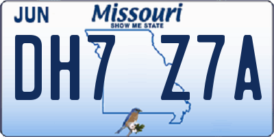 MO license plate DH7Z7A