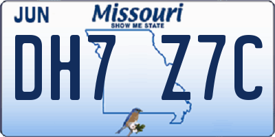 MO license plate DH7Z7C
