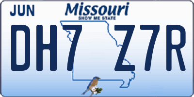 MO license plate DH7Z7R