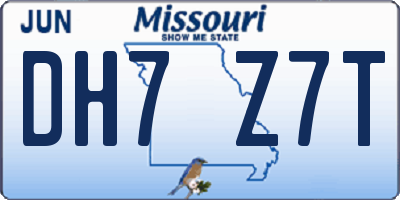 MO license plate DH7Z7T