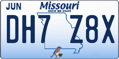 MO license plate DH7Z8X
