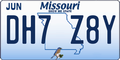 MO license plate DH7Z8Y