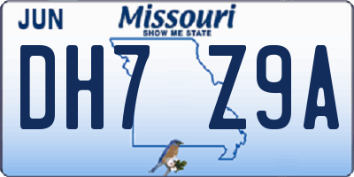 MO license plate DH7Z9A