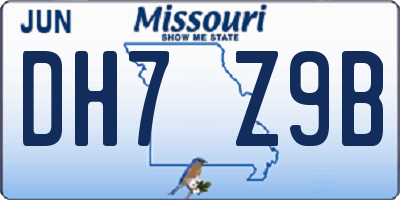 MO license plate DH7Z9B