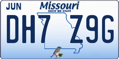 MO license plate DH7Z9G