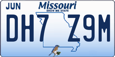 MO license plate DH7Z9M