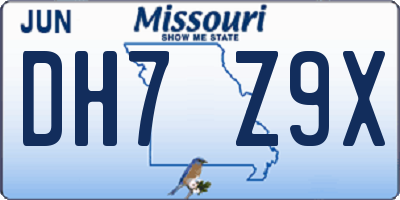 MO license plate DH7Z9X