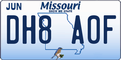 MO license plate DH8A0F