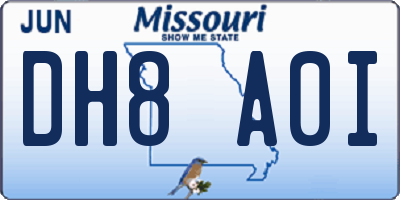 MO license plate DH8A0I