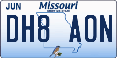 MO license plate DH8A0N