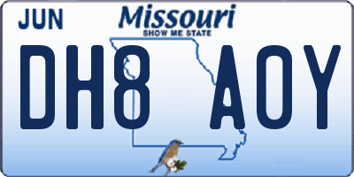 MO license plate DH8A0Y