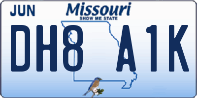 MO license plate DH8A1K