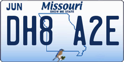 MO license plate DH8A2E
