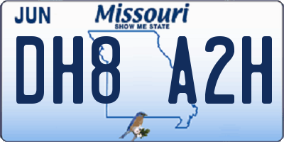 MO license plate DH8A2H