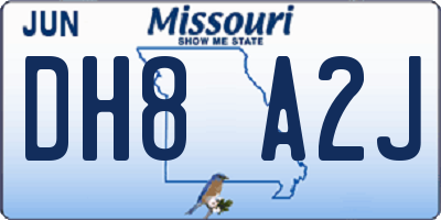MO license plate DH8A2J