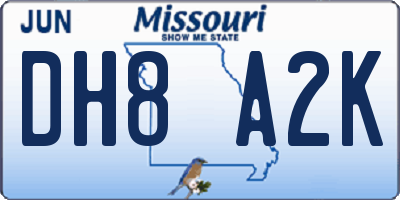 MO license plate DH8A2K