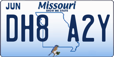 MO license plate DH8A2Y