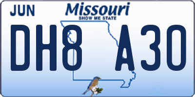 MO license plate DH8A3O