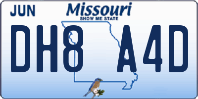 MO license plate DH8A4D