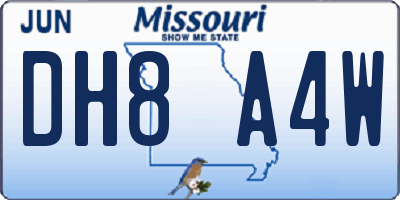 MO license plate DH8A4W