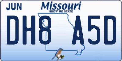 MO license plate DH8A5D